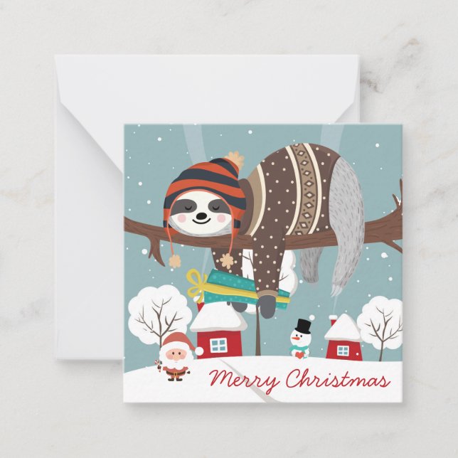 Carte De Correspondance Paresseux de Noël mignon (Devant)