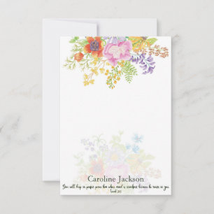 Carte De Correspondance Parfaite paix aquarelle florale personnalisée