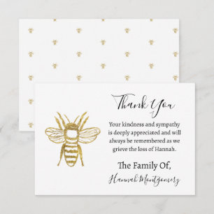 Carte De Correspondance Parties scintillant Bee funéraire Sympathie Merci