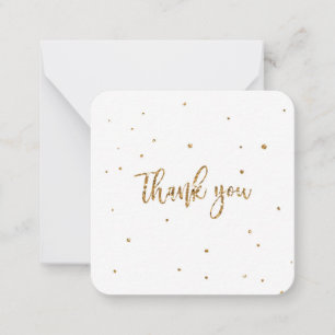 Carte De Correspondance parties scintillant en or Merci sur blanc
