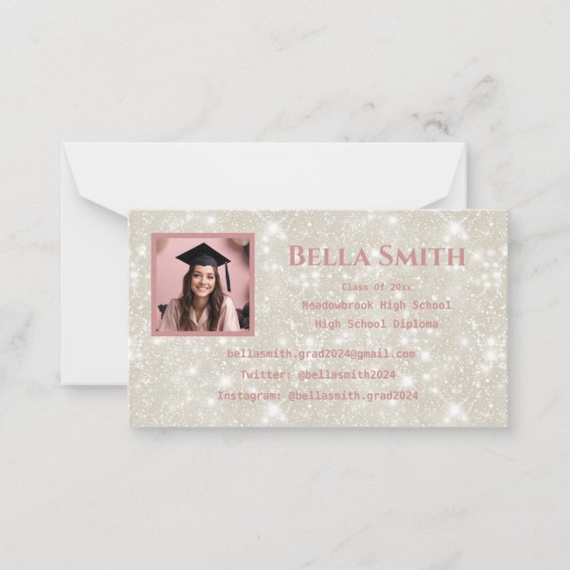 Carte De Correspondance Parties scintillant moderne Photo Graduation Dusty (Devant)