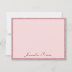 Carte De Correspondance Parties scintillant or Rose tendance Calligraphié 