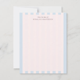 Carte De Correspondance Pastel Blue Stripes élégant Monogramme