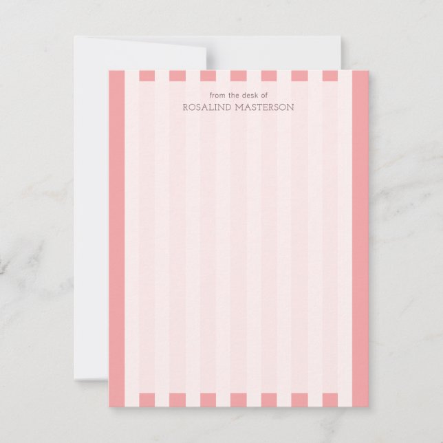 Carte De Correspondance Pastel Coral Stripes élégant Monogramme (Devant)
