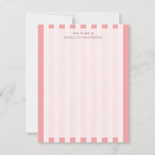 Carte De Correspondance Pastel Coral Stripes élégant Monogramme