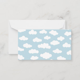Carte De Correspondance Pastel Nuages Bébé Esthétique Bleu Et Blanc