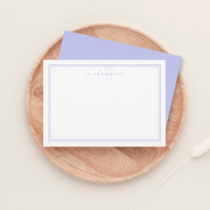 Carte De Correspondance Pastel Purple Minimaliste Monogramme Deux Frontièr
