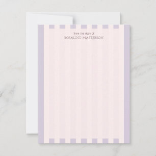 Carte De Correspondance Pastel Purple Stripes Élégant Monogramme