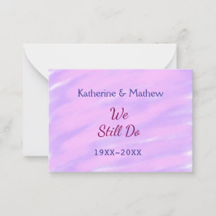 Carte De Correspondance Pastel rose violet Vow renouvellement anniversaire