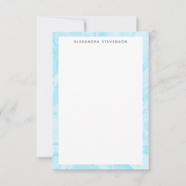 Carte De Correspondance Pastel Turquoise Blue Marble Art Personnalisé (Devant)