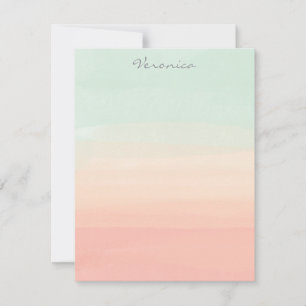 Carte De Correspondance Pastel Watercolor Stripes Green Peach Personnalisé