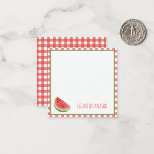 Carte De Correspondance Pastèque d'été et carreaux Gingham rouge