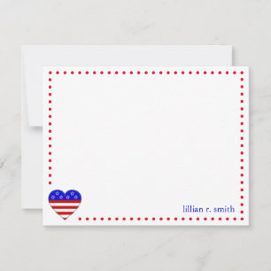 Carte De Correspondance Patriotique American Flag Heart Personnalisé