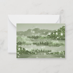 Carte De Correspondance Paysage du lac Mountain Forest Médias mixtes