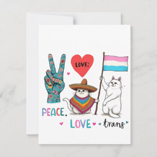 Carte De Correspondance Peace Love et Trans LGBTQ Transgenre