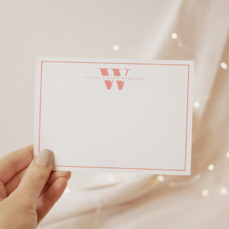 Carte De Correspondance Peach Cream Moderne Monogramme Couple Papier à let