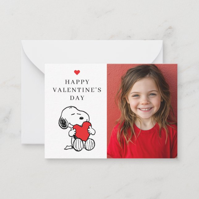Carte De Correspondance Peanuts | Snoopy Heart Photo Valentine (Devant)