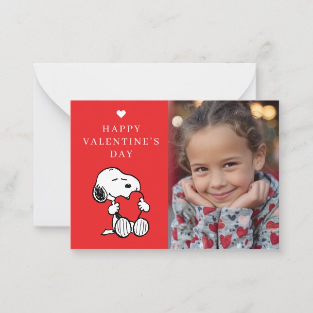 Carte De Correspondance Peanuts | Snoopy Heart Photo Valentine (Devant)