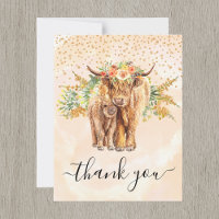Pêche Aquarelle Florale Highland Vache Merci