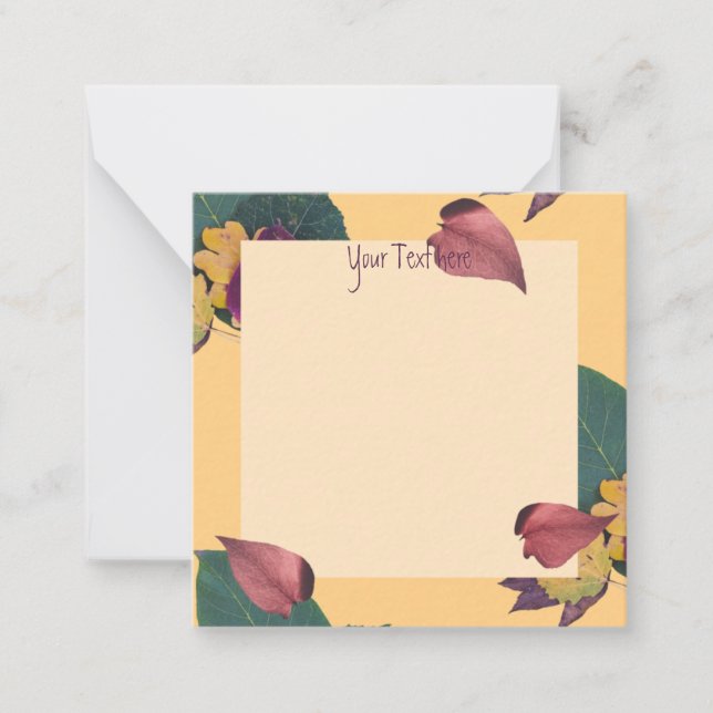 Carte De Correspondance Pêche florale et feuilles verts (Devant)