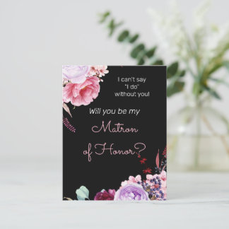 Carte De Correspondance Peonies Be My Matron of Honor Proposition
