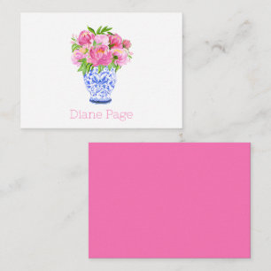 Carte De Correspondance Peonies Chinoiserie Vase Personnalisé Stationniste