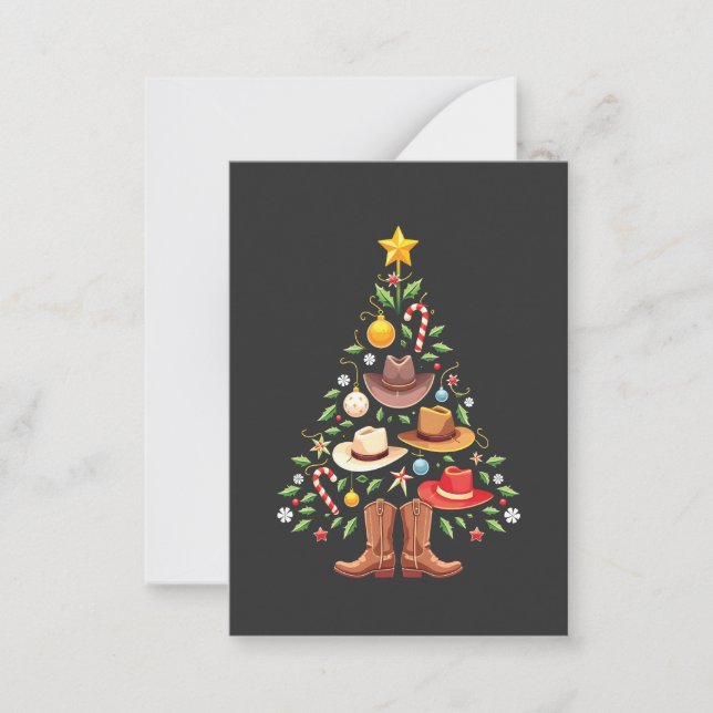 Carte De Correspondance Père Noël arbre de Noël Cowboy Western (Devant)