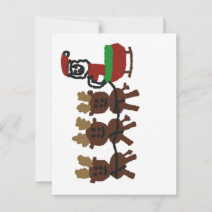 Carte De Correspondance Père Noël En Sommeil Avec Rennes