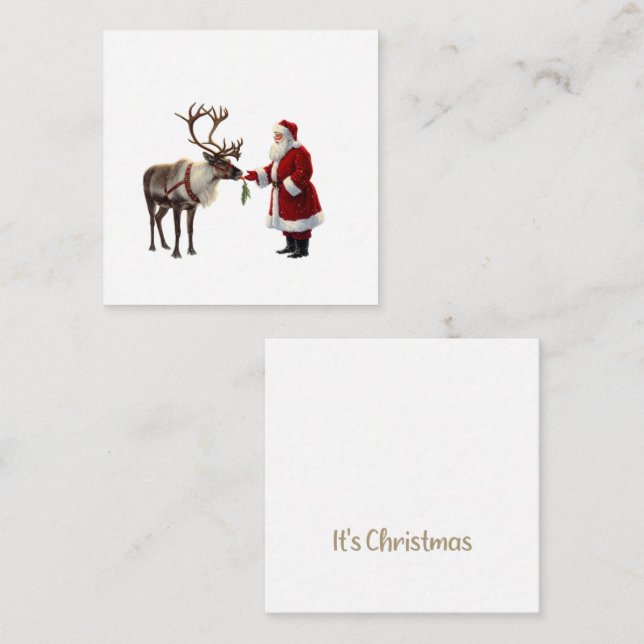 Carte De Correspondance Père Noël et rennes (Devant / Derrière)