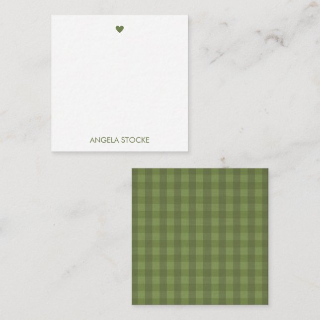 Carte De Correspondance Personalized Green Gingham (Devant / Derrière)