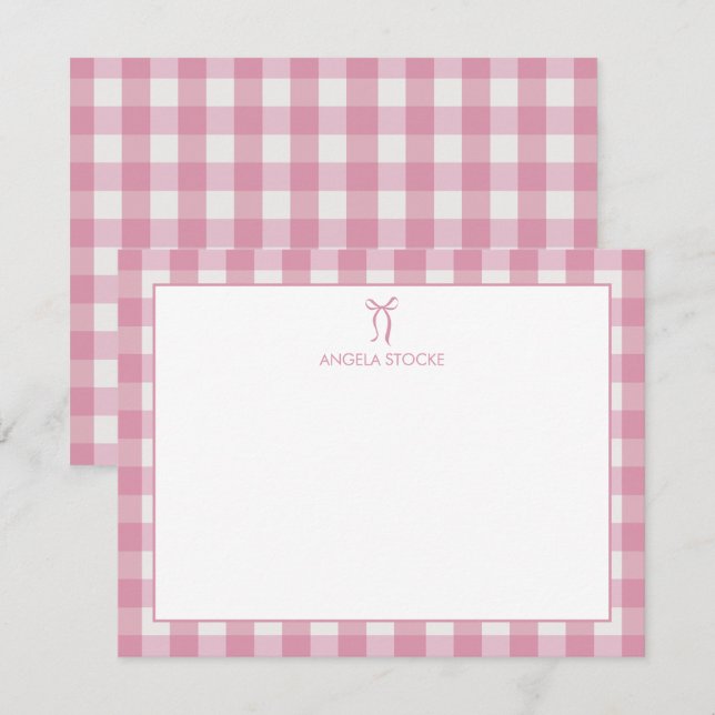 Carte De Correspondance Personalized Name Pink Bow (Devant / Derrière)
