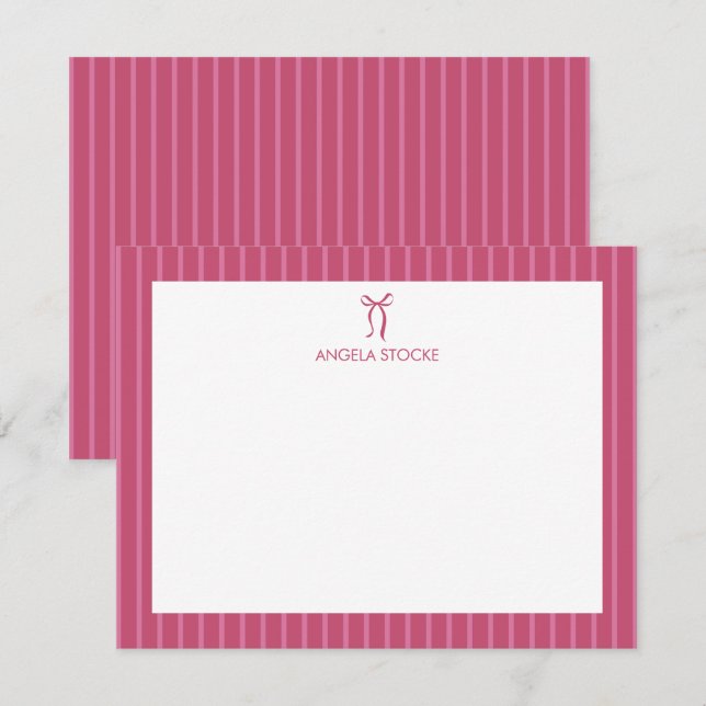 Carte De Correspondance Personalized Name Pink Bow (Devant / Derrière)