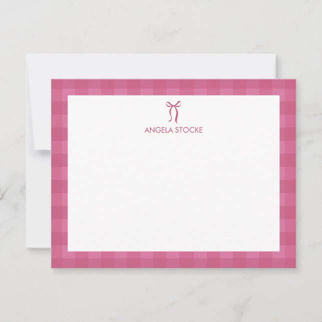 Carte De Correspondance Personalized Name Pink Bow Note Card (Devant)