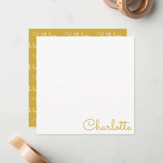Carte De Correspondance Personalized Script Name  Note Card (Devant/Arrière en situation)