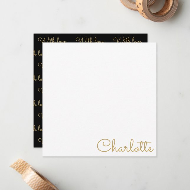 Carte De Correspondance Personalized Script Name  Note Card (Devant/Arrière en situation)