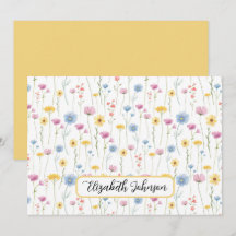 Personalized Wildflowers Floral Note Card