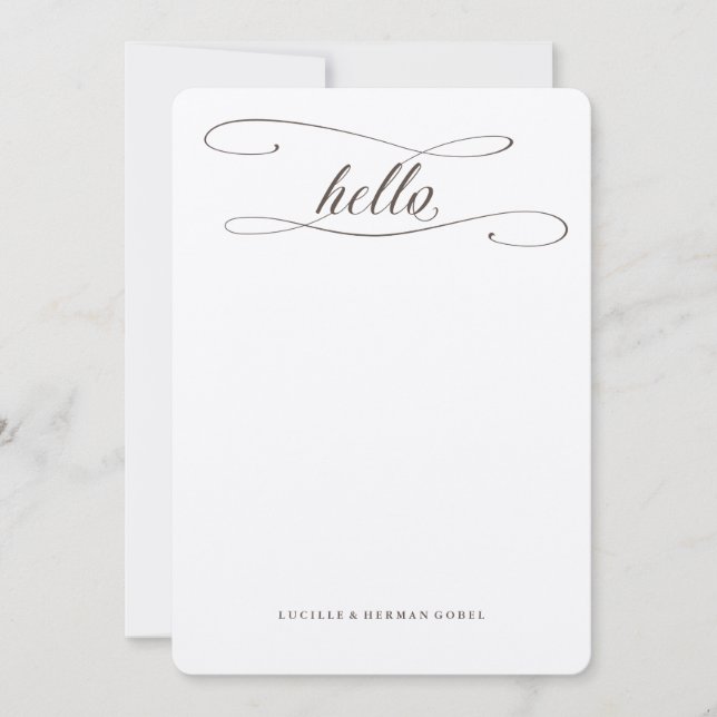Carte De Correspondance Personnalisé Hello Calligraphie Kraft Papeterie (Devant)