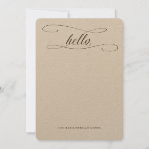 Carte De Correspondance Personnalisé Hello Calligraphie Kraft Papeterie