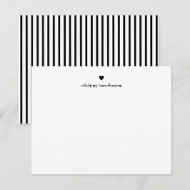 Carte De Correspondance Personnalisé Moderne Rayures Noires & Cœur