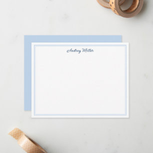 Carte De Correspondance Personnalisé Simple Bordure Bleue Script