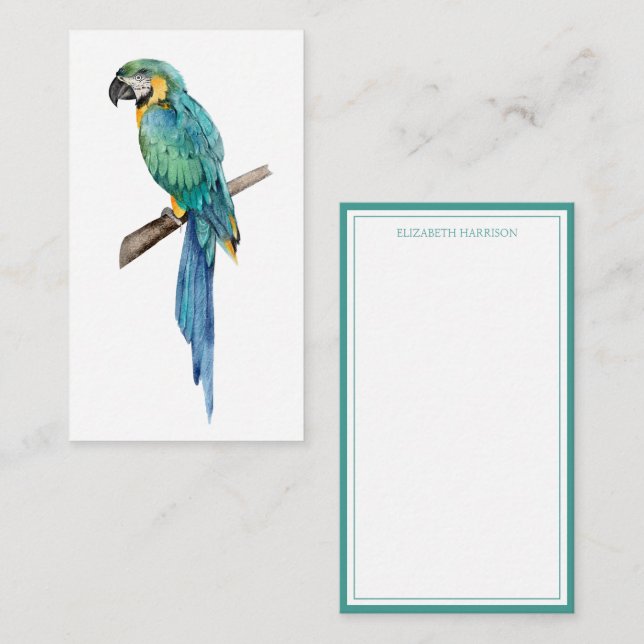 Carte De Correspondance Personnalisé Tropical Blue Macaw (Devant / Derrière)