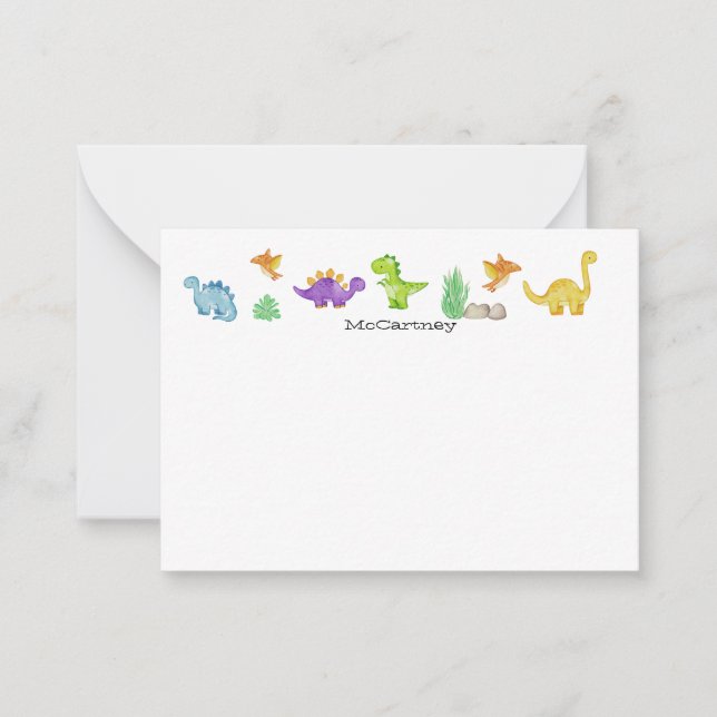 Carte de correspondance personnalisée dinosaure  (Devant)