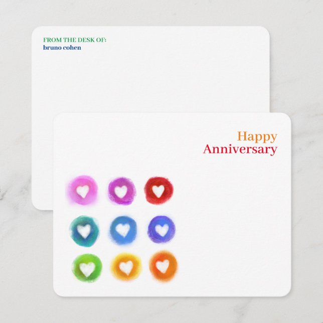 Carte De Correspondance Personnel stationnaire : Rainbow Love hearts Note (Devant / Derrière)