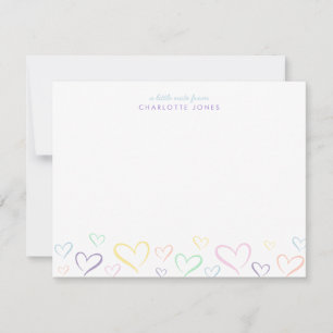 Carte De Correspondance Petit Coeur coloré mignon avec nom enfant