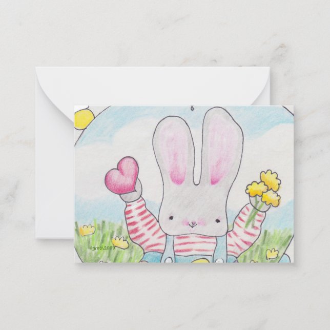 Carte De Correspondance petit lapin valentine (Devant)