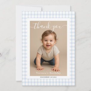 Carte De Correspondance Petite Baby Shower Ours en Vichy Bleu
