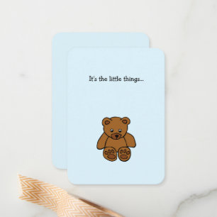Carte De Correspondance Petite ours Teddy Bear Bleu Mini Merci