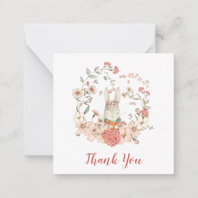 Carte De Correspondance PETITE TAILLE Bunny fille Merci Baby shower (Devant)