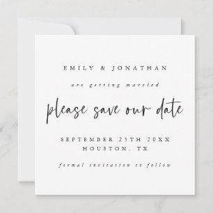 Carte De Correspondance PETITE TAILLE MINI Noir Blanc Mariage Enregistrer 
