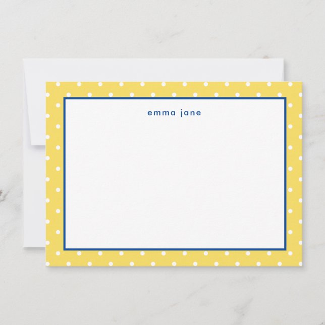 Carte De Correspondance Petits points Bleu et Jaune Personnalisé (Devant)